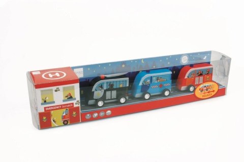 Scratch, Zestaw 3 drewnianych samochodów: Policja, Straż, Karetka