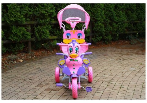 Rower Trójkołowy Kaczka Różowy Dla Dzieci Rowerek