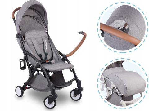 Julie Lionelo lekki wózek spacerowy 5,8kg 5lat Gwarancji - black/grey