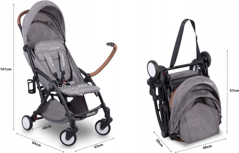 Julie Lionelo lekki wózek spacerowy 5,8kg 5lat Gwarancji - silver/grey