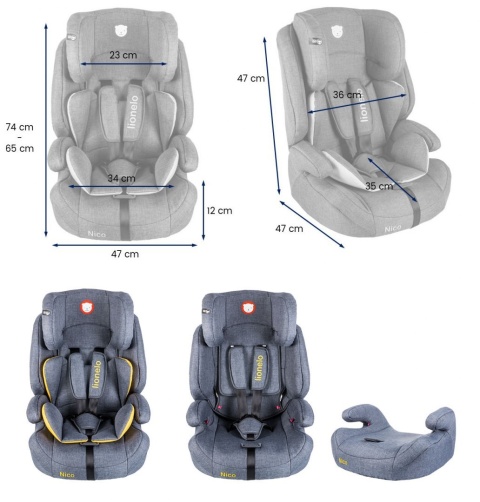 NICO 9-36kg Lionelo fotelik samochodowy - Blue