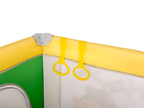 STELLA kojec łóżeczko Lionelo, otwierany bok, moskitiera, uchyty do wstawania - green/yellow