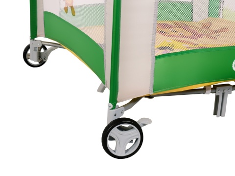 STELLA kojec łóżeczko Lionelo, otwierany bok, moskitiera, uchyty do wstawania - green/yellow