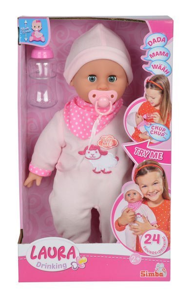 Simba Lalka Laura gaworząca z butelką i smoczkiem