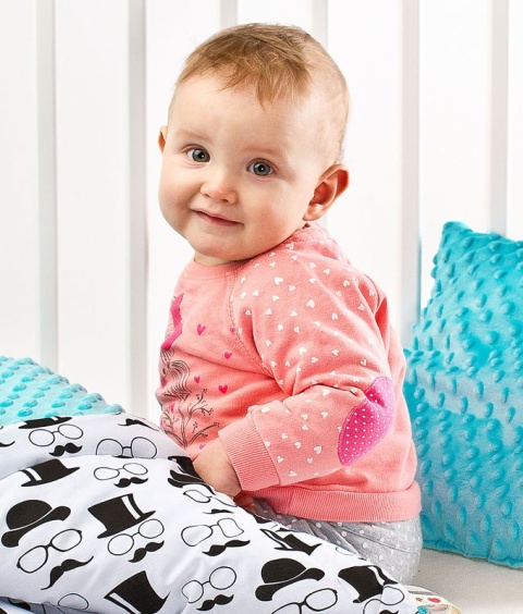 Komplet Minky Kołderka + Poduszka Sensillo - Wąsy turkusowe