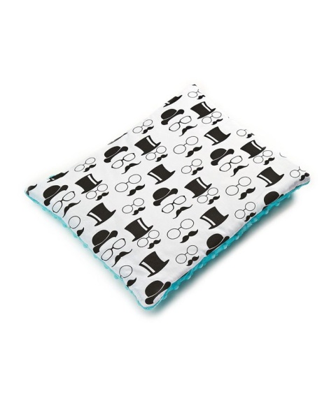 Komplet Minky Kołderka + Poduszka Sensillo - Wąsy turkusowe