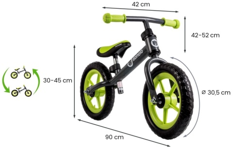 FIN PLUS Lionelo rowerek biegowy 18m+ 12 cali do 27kg - white/pink