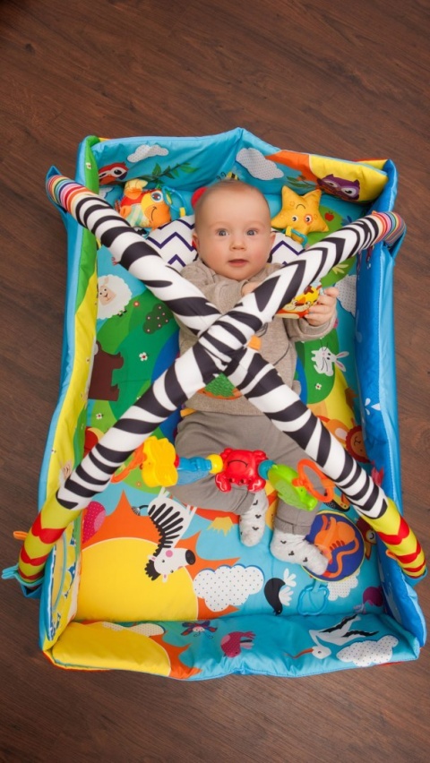 ANIKA Lionelo mata edukacyjna 2w1 z funkcją kojca