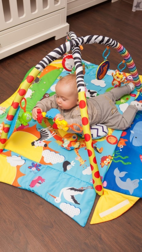 ANIKA Lionelo mata edukacyjna 2w1 z funkcją kojca