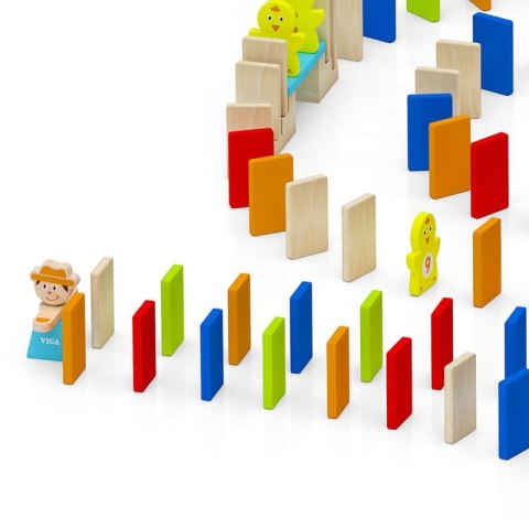 Viga Zestaw Drewniane Klocki Gra Domino Farma 116 Elementów