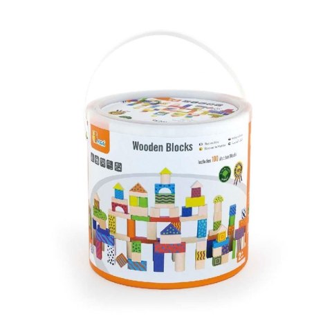 Viga Klocki Drewniane Edukacyjne w Wiaderku Miasto 100 elementów Zestaw