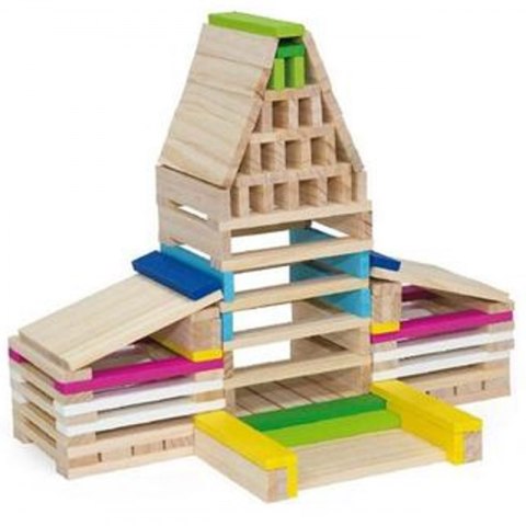 VIGA Drewniane Klocki konstrukcyjne Budynki