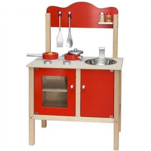 Viga Drewniana Klasyczna czerwona kuchnia z akcesoriami