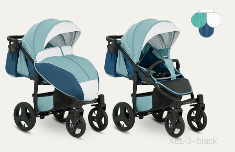 ELF CAMARELO Wózek spacerowy - pompowane koła + torba XEL-3