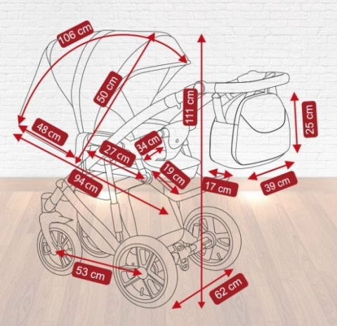 SUDARI Camarelo 3w1 wózek wielofunkcyjny z fotelikiem KITE 0-13kg Polski Produkt - Su-9
