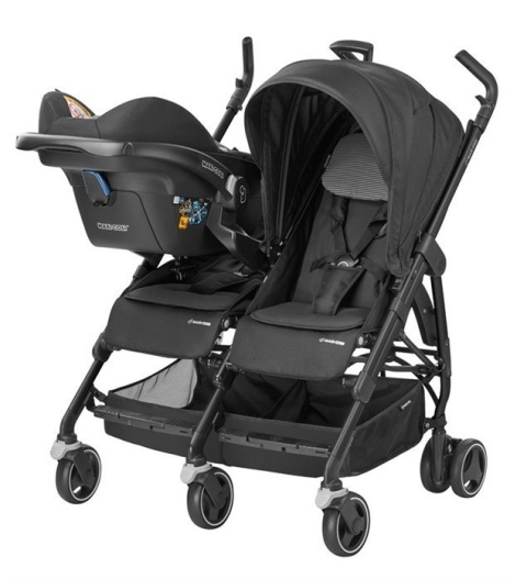 Dana For 2 Maxi-Cosi + 2 x fotelik Cabrio Fix - bliźniaczy wózek spacerowy vivid red