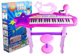 Keyboard Na Nóżkach Stołek MP3 Mikrofon Różowy