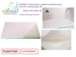 MATERAC innowacyjny z pianki o podwyższonej elastyczności i warstwy wentylacyjnej 3D Vitmat Active Baby 3D 120x60