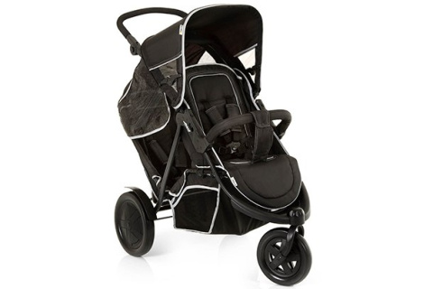 Trójkołowy spacerowy wózek bliźniaczy rok po roku HAUCK FREERIDER SH + FOLIA - Czarny