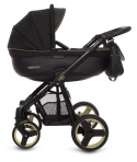 MOMMY Gold Magic 3w1 BabyActive wózek głęboko-spacerowy + fotelik samochodowy Kite 0-13kg - 15 Gold czarny stelaż