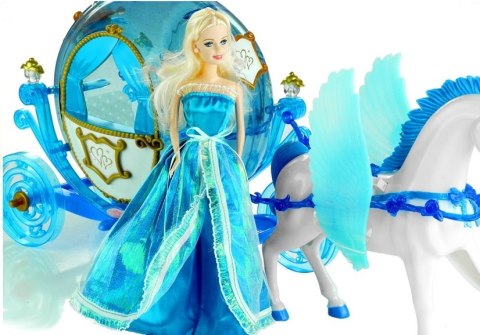 Zestaw Lalka w Karocy Koń do Czesania Niebieska