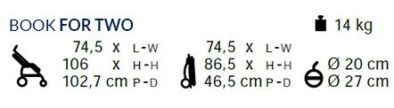 BOOK FOR TWO CLASSICO Peg Perego wózek bliźniaczy - Class Beige