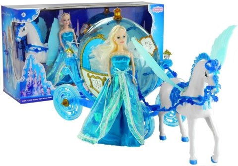 Zestaw Lalka w Karocy Koń do Czesania Niebieska