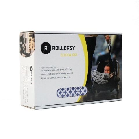 Rollersy - Adaptery z kółkami do fotelików samochodowych Maxi Cosi, Cybex, BeSafe, X-Lander, Joie, Safety 1st, Nuna - Navy Blue