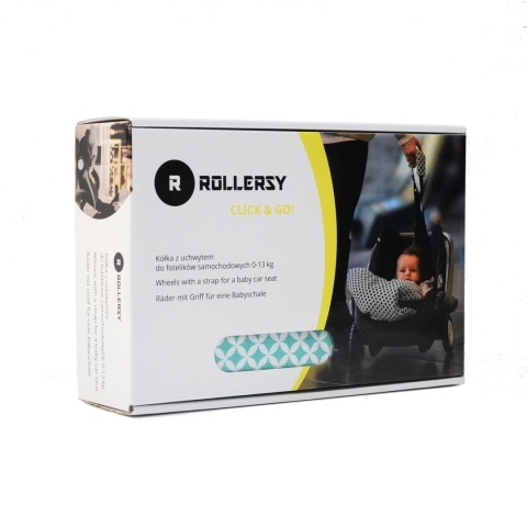 Rollersy - Adaptery z kółkami do fotelików samochodowych Maxi Cosi, Cybex, BeSafe, X-Lander, Joie, Safety 1st, Nuna - Turquoise