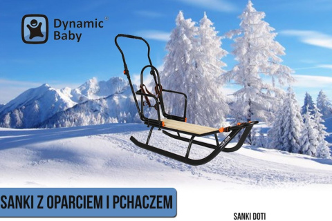 SANKI DZIECIĘCE DOTI Dynamic Baby z pchaczem i oparciem - białe