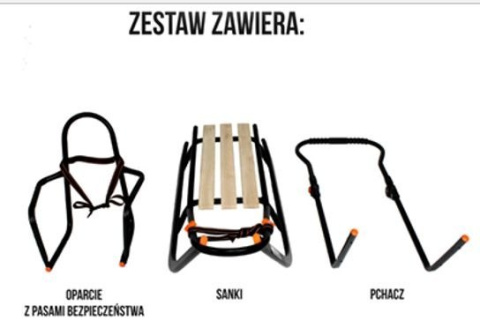 SANKI DZIECIĘCE DOTI Dynamic Baby z pchaczem i oparciem - srebrne - czerwone