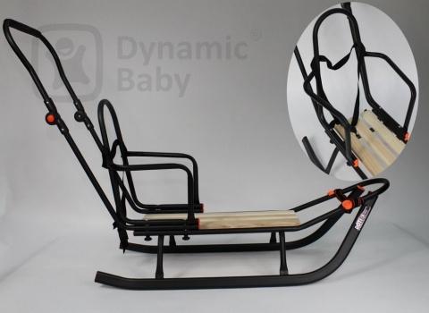 SANKI DZIECIĘCE DOTI Dynamic Baby z pchaczem i oparciem - białe