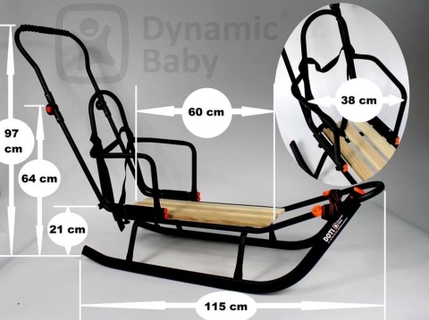SANKI DZIECIĘCE DOTI Dynamic Baby z pchaczem i oparciem - białe