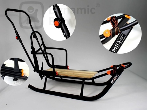 SANKI DZIECIĘCE DOTI Dynamic Baby z pchaczem, oparciem i śpiworem - czerwone