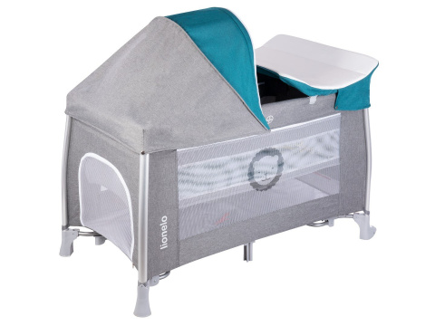 SIMON łóżeczko turystyczne Lionelo, LEN, drugi poziom, przewijak, uchwyty do wstawania - Ocean