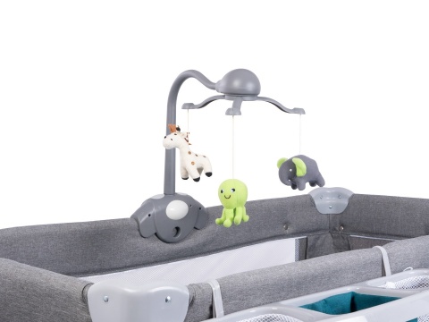 SIMON łóżeczko turystyczne Lionelo, LEN, drugi poziom, przewijak, uchwyty do wstawania - Ocean