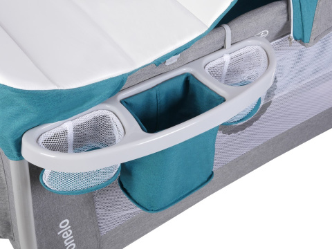 SIMON łóżeczko turystyczne Lionelo, LEN, drugi poziom, przewijak, uchwyty do wstawania - Ocean