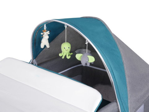 SIMON łóżeczko turystyczne Lionelo, LEN, drugi poziom, przewijak, uchwyty do wstawania - Ocean