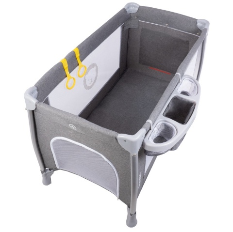 SIMON łóżeczko turystyczne Lionelo, LEN, drugi poziom, przewijak, uchwyty do wstawania - Stone