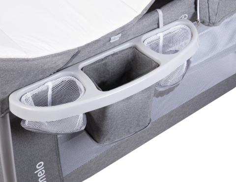 SIMON łóżeczko turystyczne Lionelo, LEN, drugi poziom, przewijak, uchwyty do wstawania - Stone