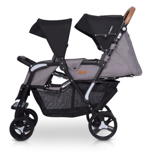 FUSION easyGO wózek spacerowy dla bliźniąt lub dla dzieci rok po roku typu „tandem” - Grey Fox