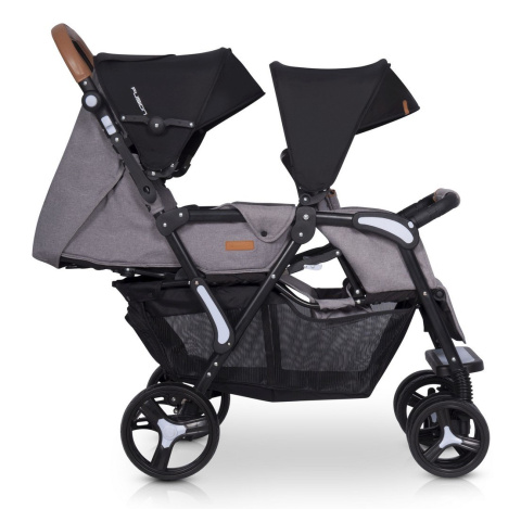 FUSION easyGO wózek spacerowy dla bliźniąt lub dla dzieci rok po roku typu „tandem” - Grey Fox