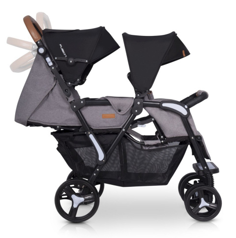 FUSION easyGO wózek spacerowy dla bliźniąt lub dla dzieci rok po roku typu „tandem” - Grey Fox