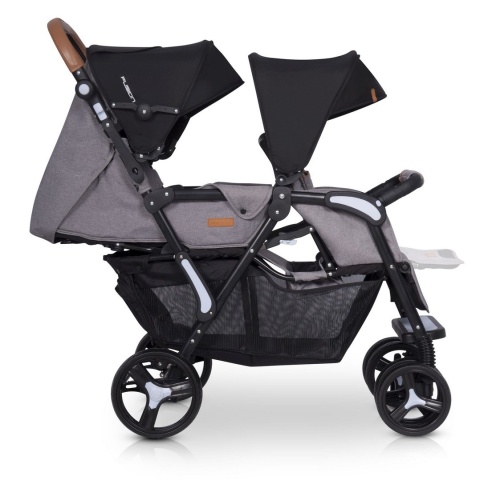FUSION easyGO wózek spacerowy dla bliźniąt lub dla dzieci rok po roku typu „tandem” - Grey Fox