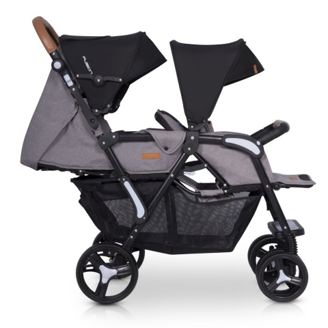 FUSION easyGO wózek spacerowy dla bliźniąt lub dla dzieci rok po roku typu „tandem” - Grey Fox