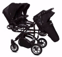 TRIPPY PREMIUM 2w1 BabyActive wózek dla trojaczków głęboko-spacerowy - 07 Black