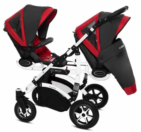 TWINNI PREMIUM 2w1 BabyActive wózek bliźniaczy głęboko-spacerowy - 08 Rosso