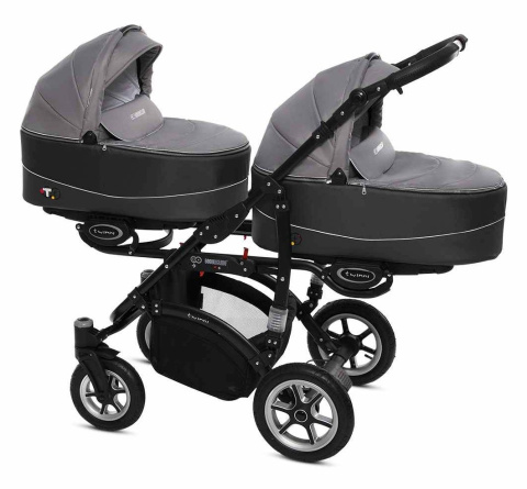 TWINNI PREMIUM 2w1 BabyActive wózek bliźniaczy głęboko-spacerowy - 09 Silver
