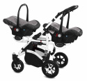 TWINNI PREMIUM 3w1 BabyActive wózek bliźniaczy głęboko-spacerowy + 2 x fotelik samochodowy - 09 Silver