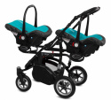 TWINNI PREMIUM 3w1 BabyActive wózek bliźniaczy głęboko-spacerowy + 2 x fotelik samochodowy - 11 Tropic Green
